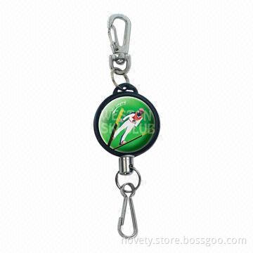 Badge Reel/Holder, Made of Plastic/ABS with Metal Hook and Keychain, Sized 32mm